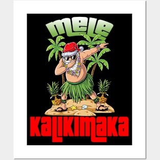 Mele Kalikimaka Christmas Santa Shaka Hawaii Posters and Art